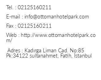 Ottoman Hotel Park iletiim bilgileri